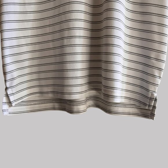 Rec Tech Performance Polo Shirt Mens Large White Striped Short Sleeve - Picture 7 of 8